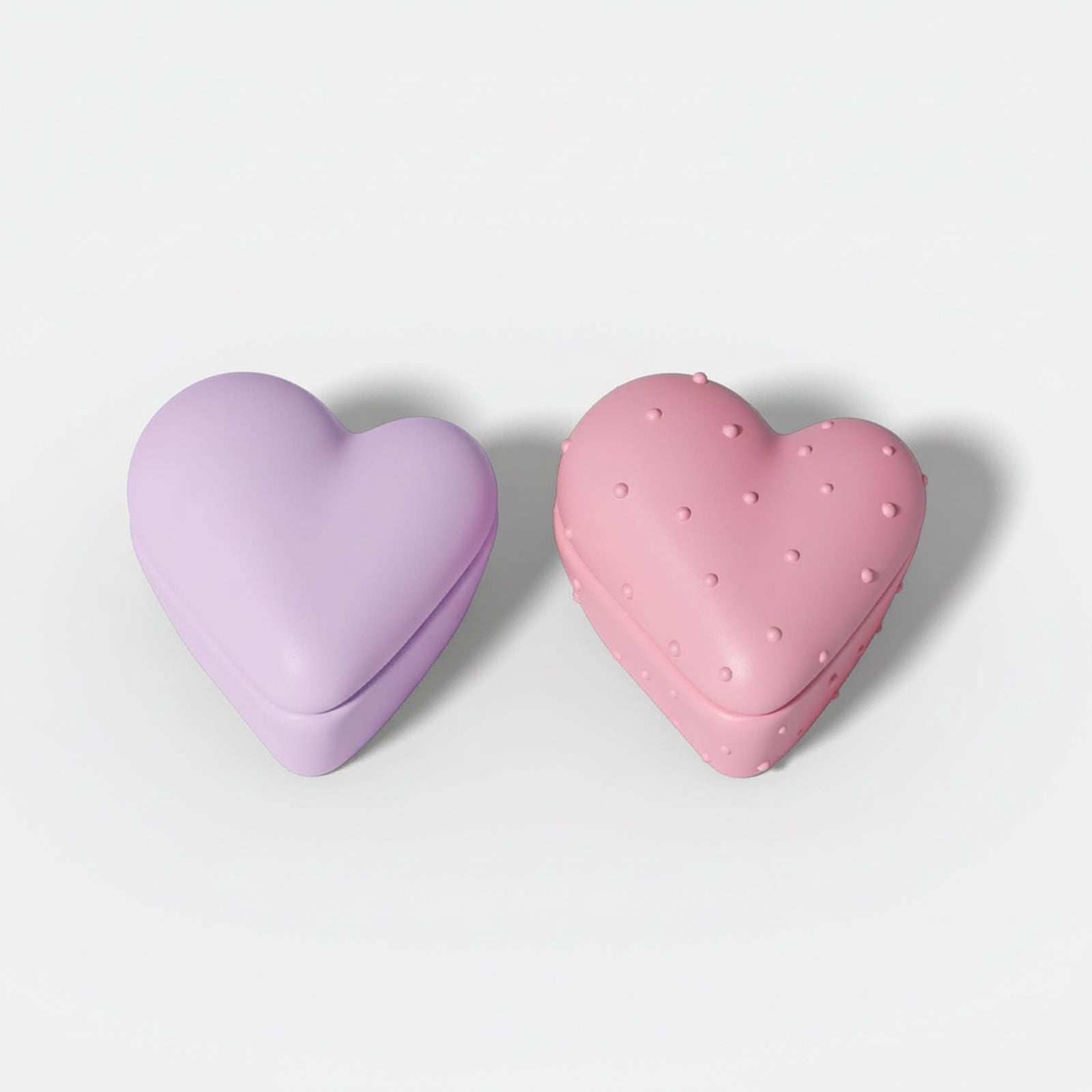 Smooth lilac and dotted pink heart-shaped lidded candle jars - Boowan Nicole