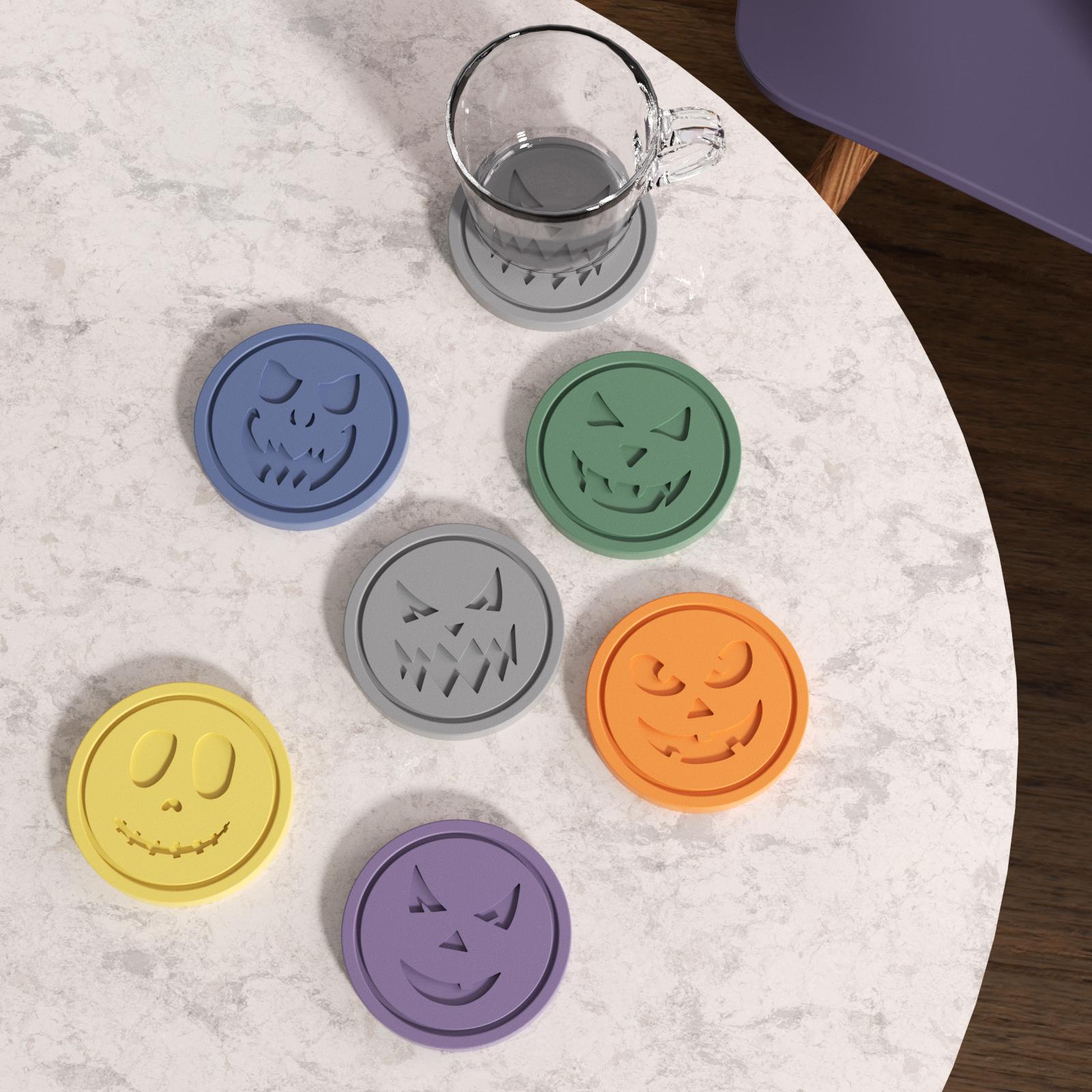 軽く使用されたジャック・オー・ランタンフェイスコースターシリコンモールドコレクション