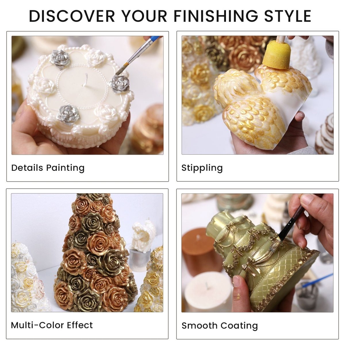 Colored Glossy Candle Varnish Set - 4 Celebration Shine & 2 Chameleon ColorsCandle ToolST39