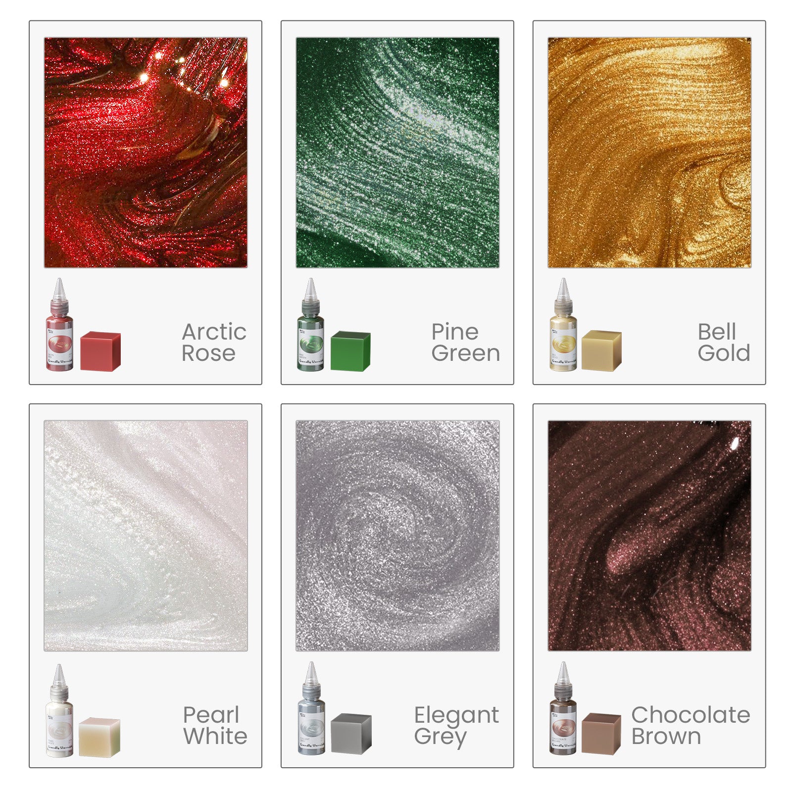 Set de barniz brillante para velas de colores - 6 colores navideños