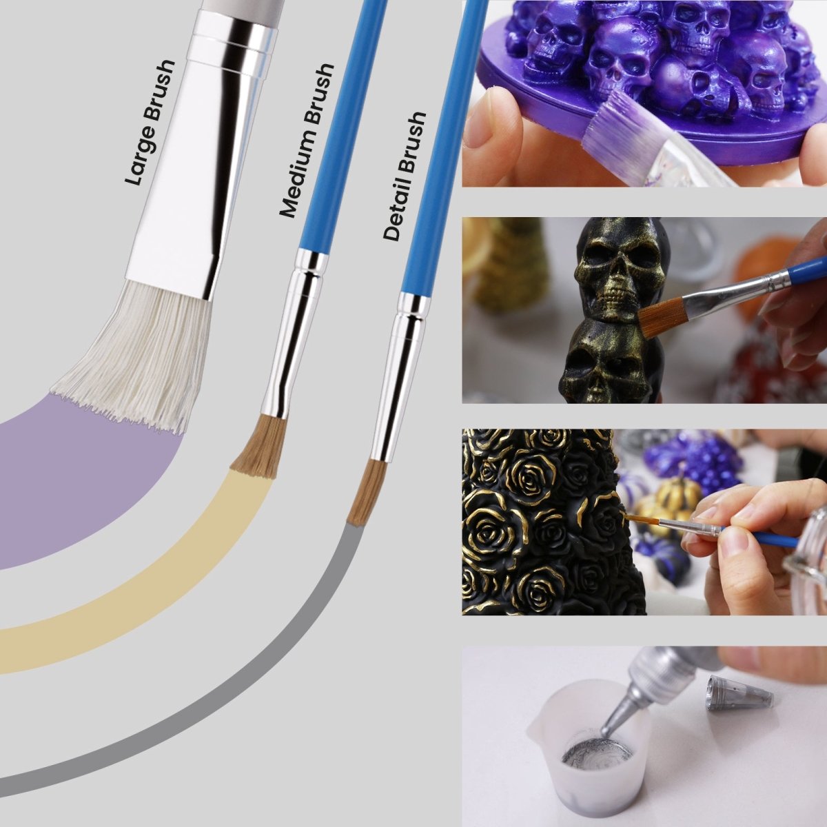 Includes large, medium, and detail brushes for achieving layered effects - Boowan Nicole