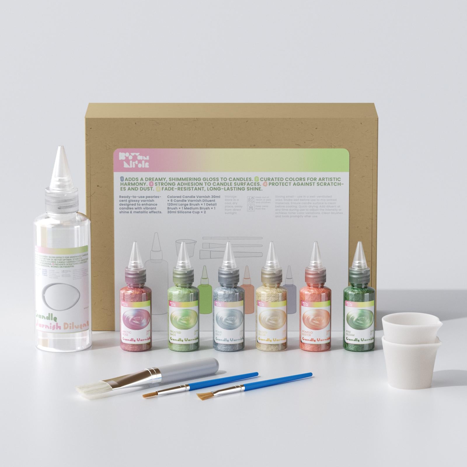 Set de barniz para velas brillante de colores - 6 colores Aura