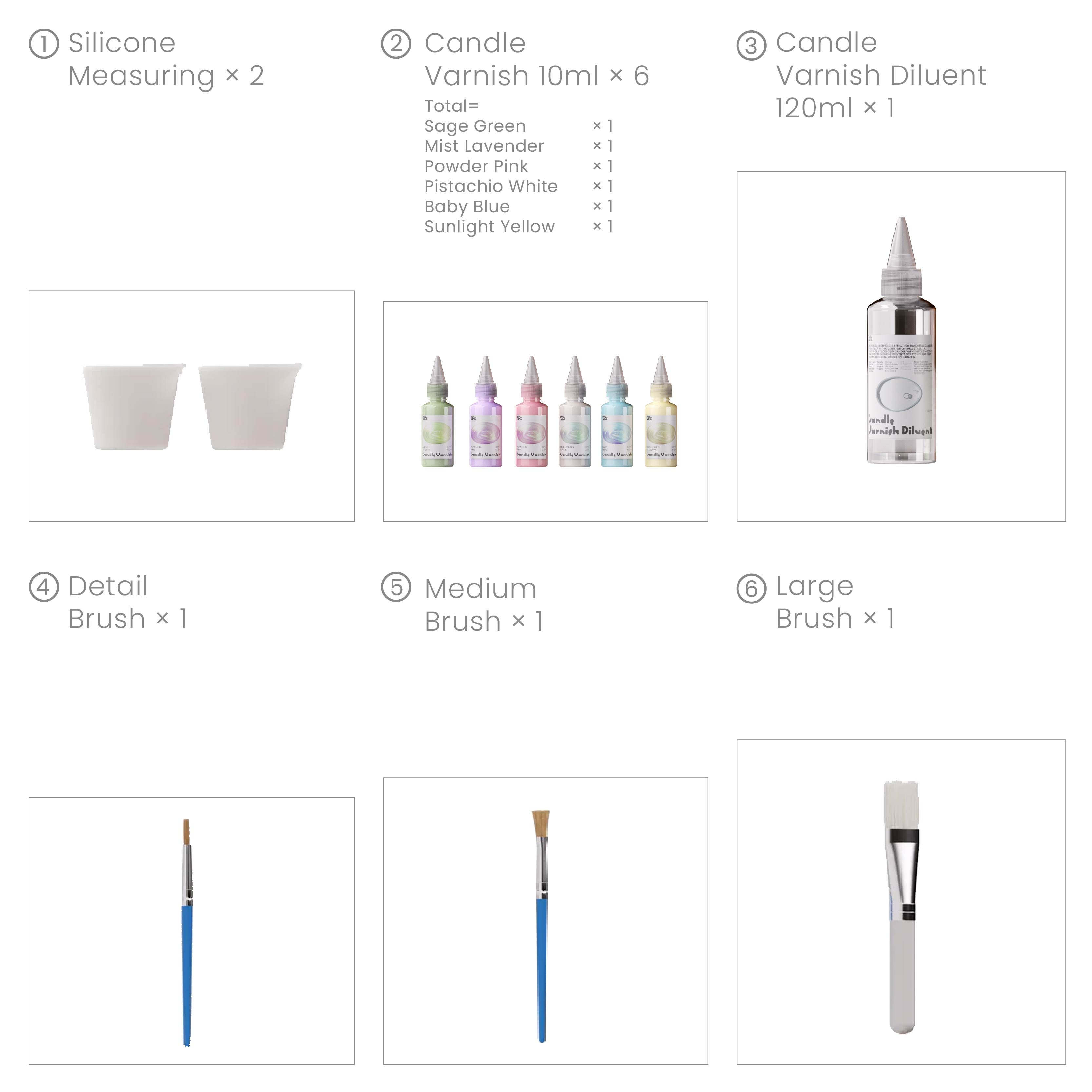 Set de barniz para velas brillantes de colores - 6 de la vibra primavera/verano