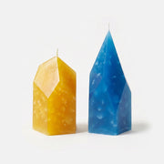 Yellow & Blue Crystal Point Candles Unlit - Boowan Nicole