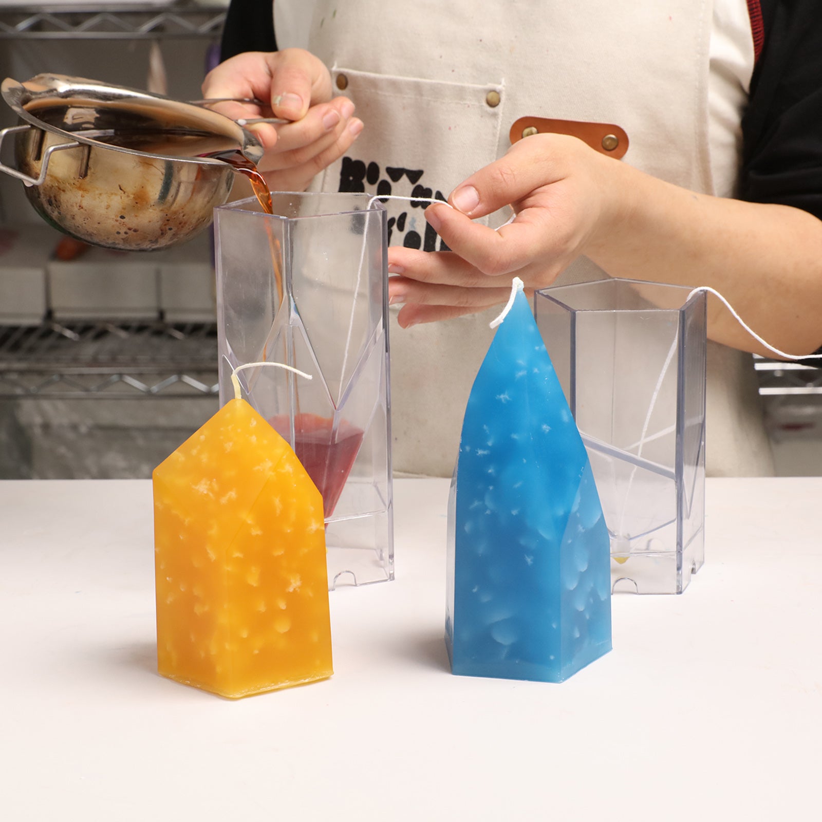 Pouring Wax into Crystal Point Candle Mold - Boowan Nicole