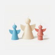 Blue, Cream & Pink Angel Candles Unlit - Boowan Nicole