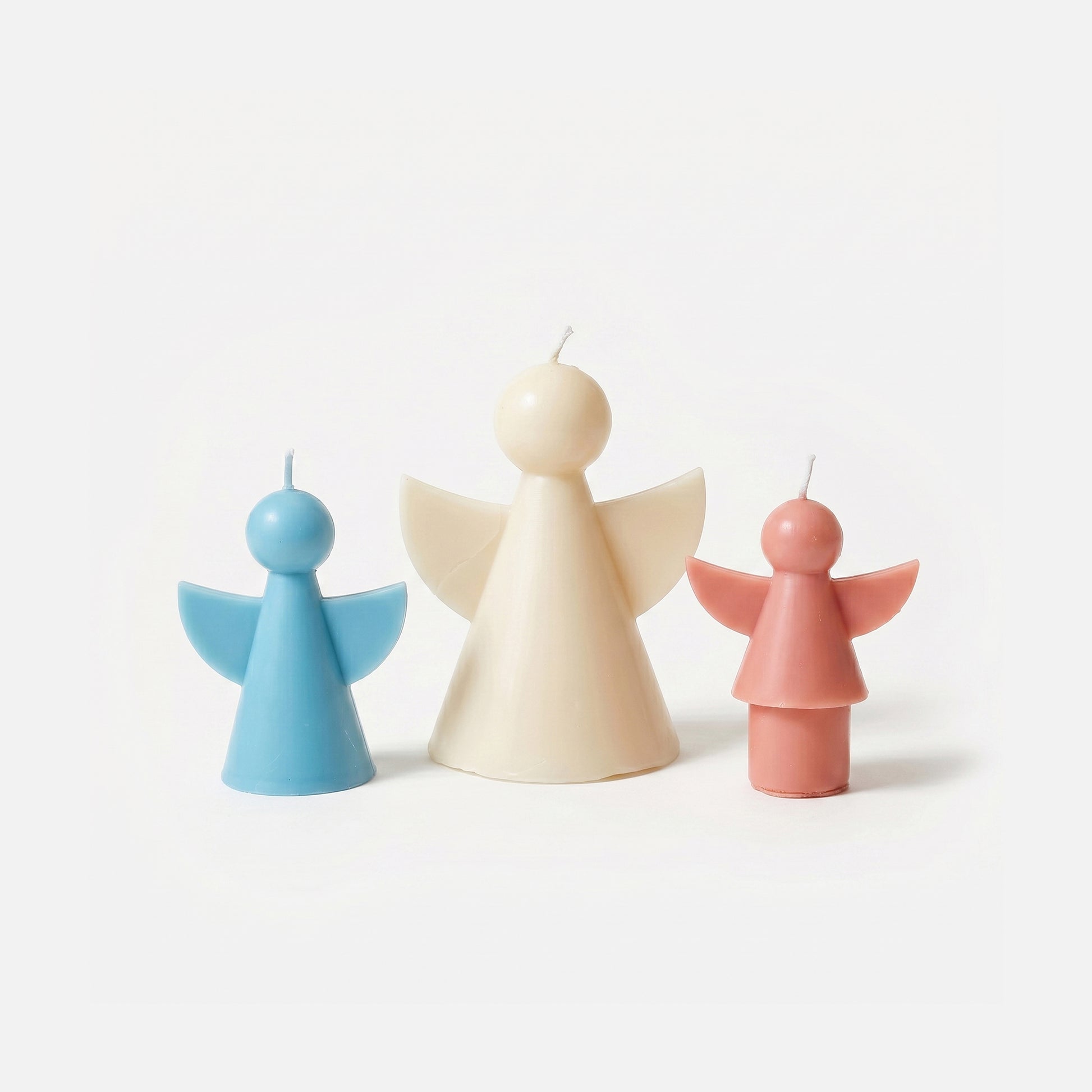 Blue, Cream & Pink Angel Candles Unlit - Boowan Nicole
