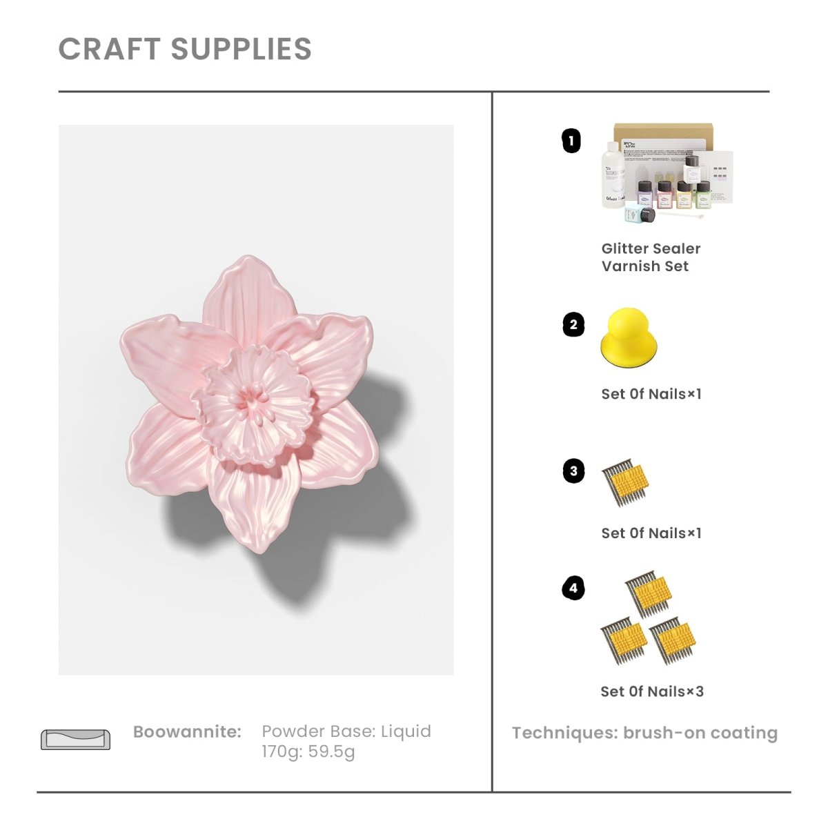 Craft Supplies -  Glitter Sealer Varnish Set & Set of Nails & Set of Nails