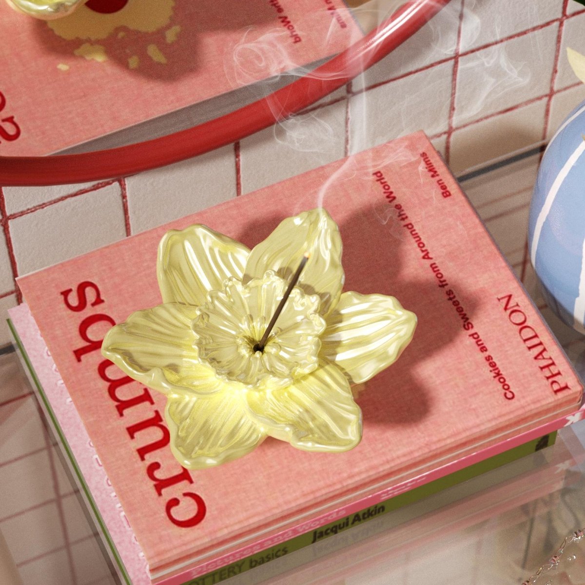Blooming Daffodil Incense Holder Silicone Mold & Glitter Gloss KitIncense Holder MoldSH1206