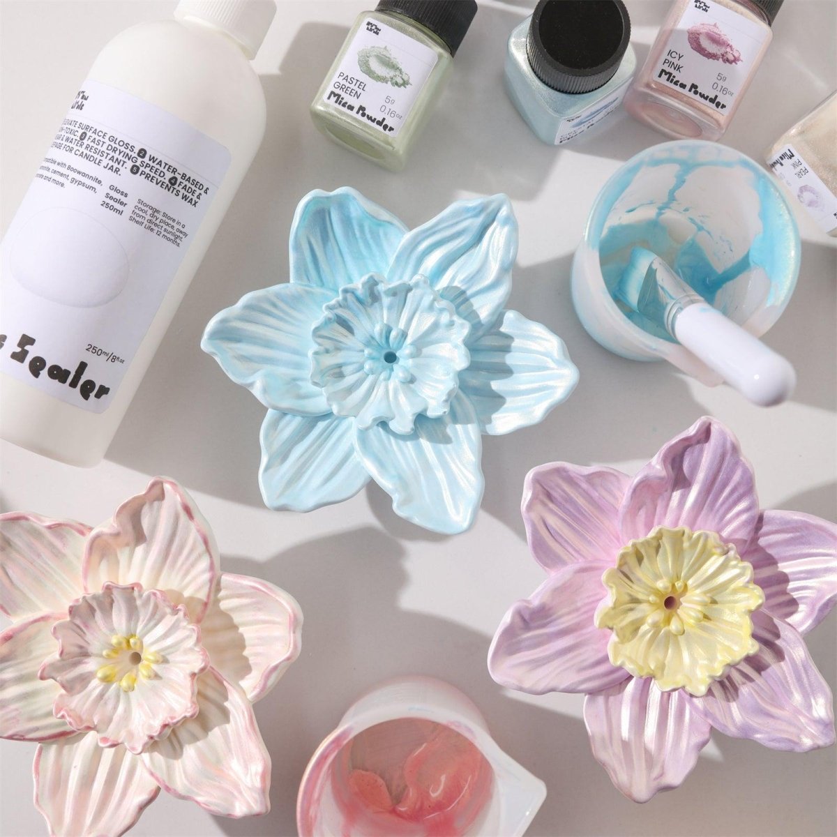 Blooming Daffodil Incense Holder Silicone Mold & Glitter Gloss KitIncense Holder MoldSH1206