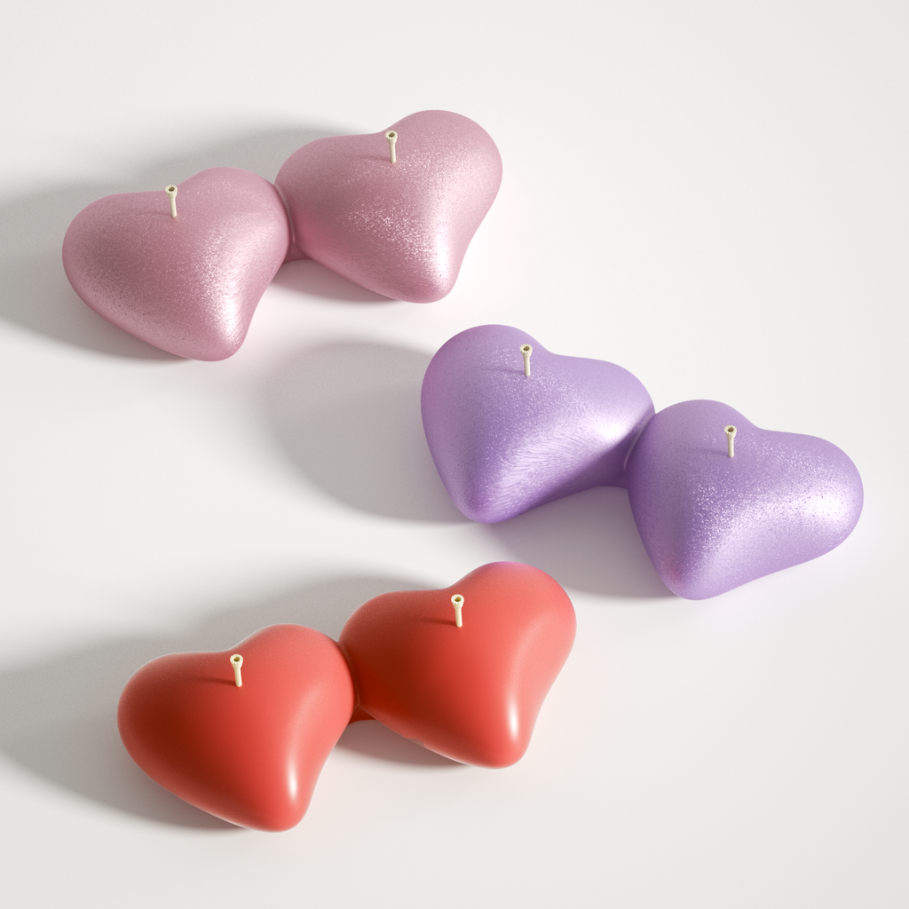 Romantic heart-shaped candles in vibrant designs, ideal for special occasions and home decoration-Boowan Nicole