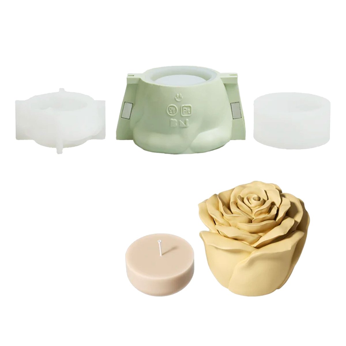 Eternal Rose Bloom Candle Jar & Candle Refill Silicone Mold CollectionCandle Jar MoldSH1238-1-2+LZ0893