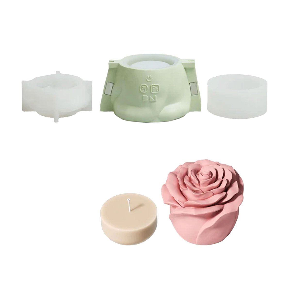 Eternal Rose Bloom Candle Jar & Candle Refill Silicone Mold CollectionCandle Jar MoldSH1239-1-2+LZ0894