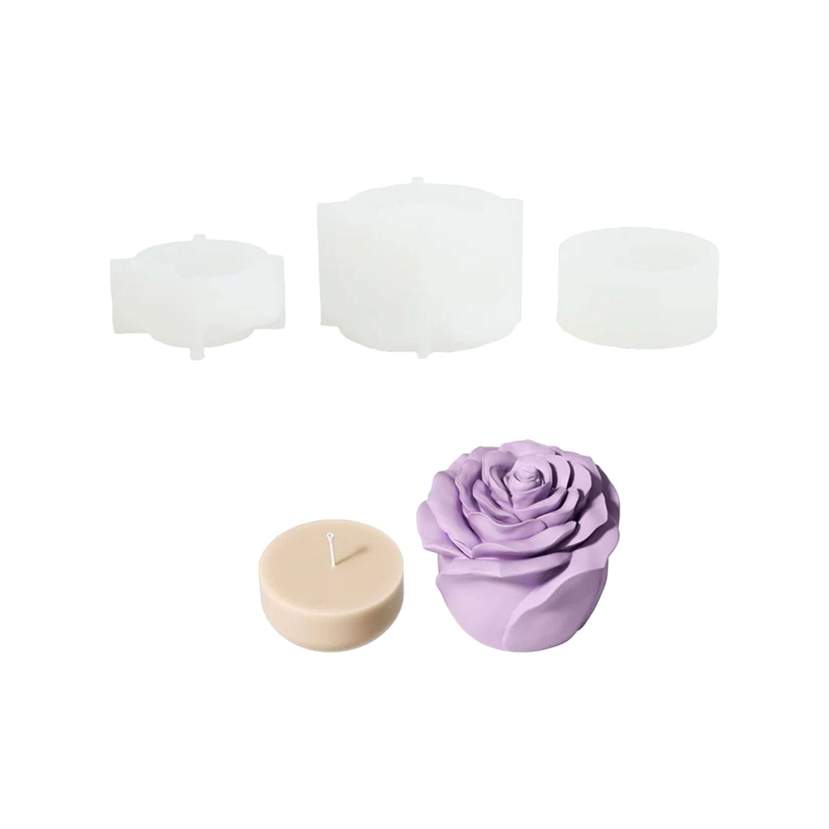 Eternal Rose Bloom Candle Jar & Candle Refill Silicone Mold CollectionCandle Jar MoldSH1240-1-2+LZ0895