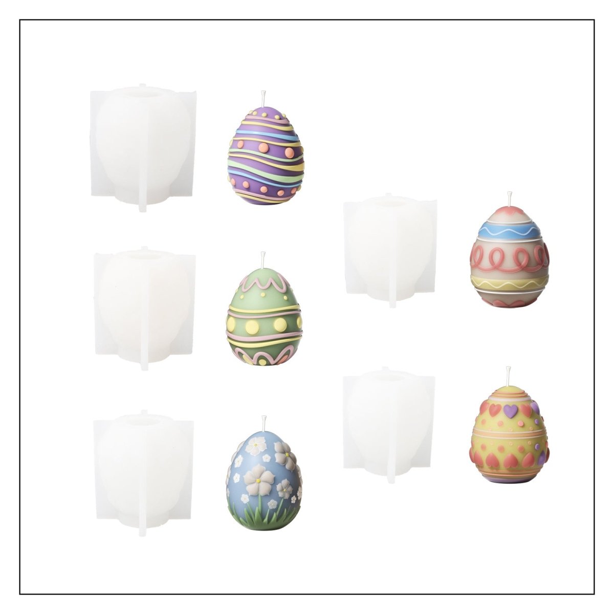 Springtime Easter Egg Candle Silicone Mold Collection3D Candle MoldLZ0794-5-6-7-8