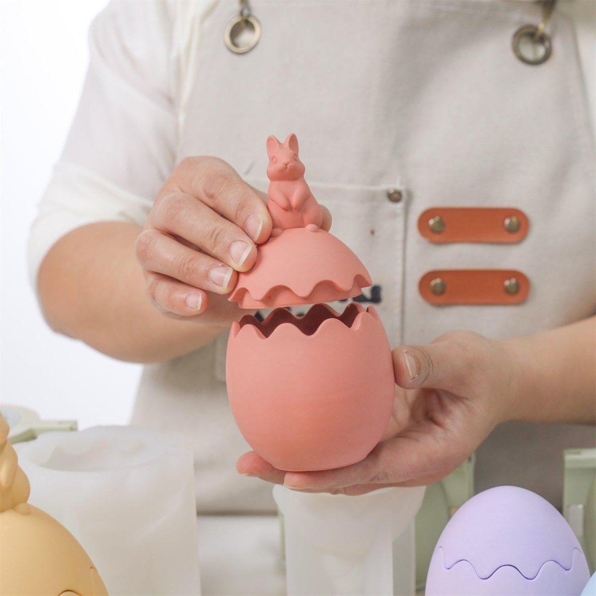 Hoppity Bunny - Topped Easter Egg Candle Jar Silicone Mold CollectionCandle Jar MoldSH1153-2+1153-4