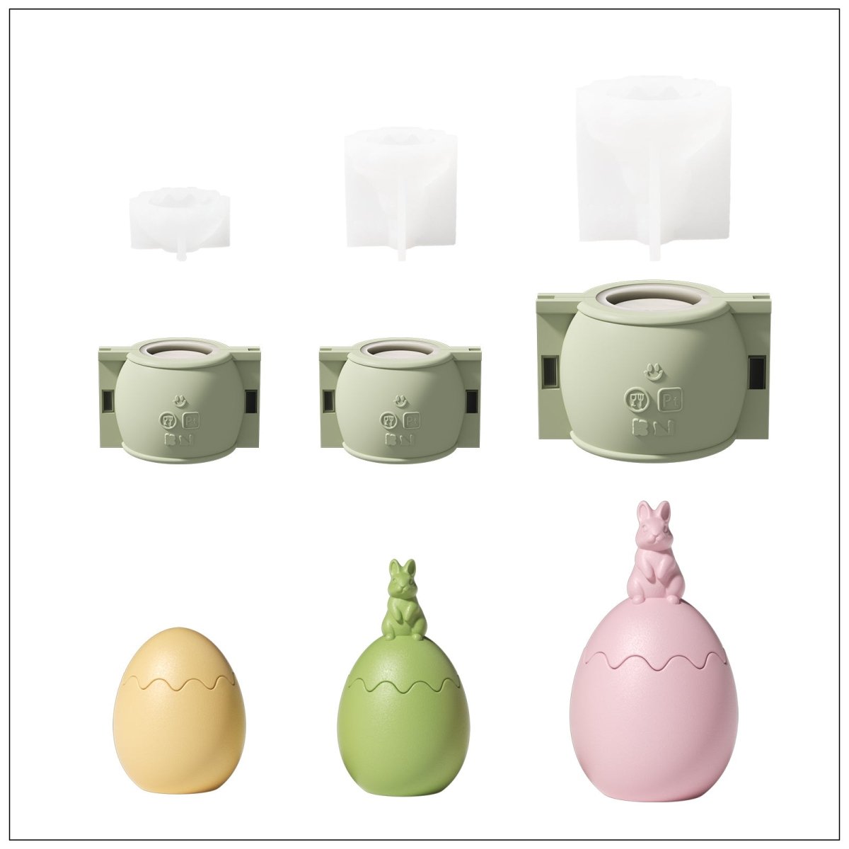Hoppity Bunny - Topped Easter Egg Candle Jar Silicone Mold CollectionCandle Jar MoldSH1152-1+1152-3+2*SH1153-2+1153-3-4