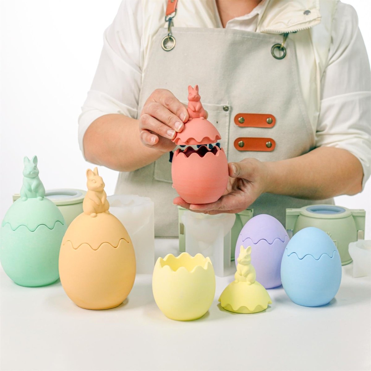 Hoppity Bunny - Topped Easter Egg Candle Jar Silicone Mold CollectionCandle Jar MoldSH1153-2+1153-4