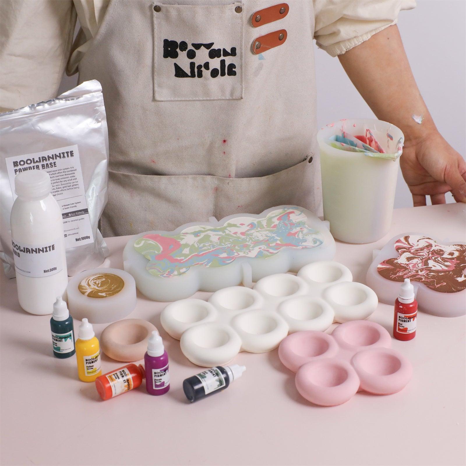 Handcrafting marbled 8-slot egg trays using BOOWANNITE pigment set and silicone mold - Boowan Nicole
