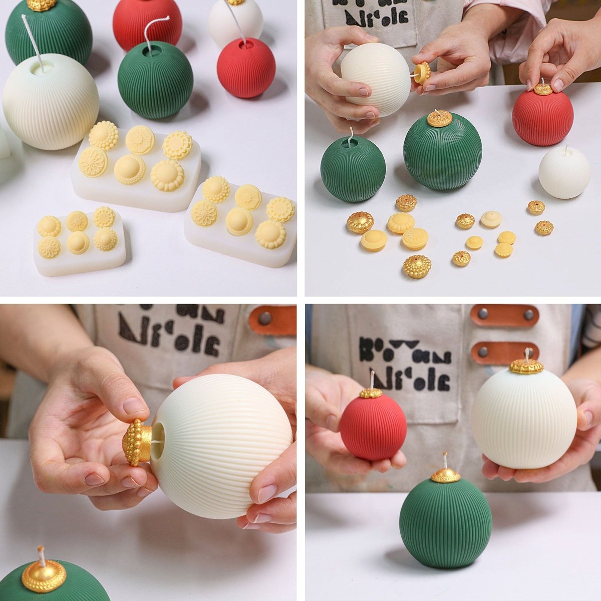 Elegant Stripes Christmas Bauble Candle Silicone Mold3D Candle MoldLZ0946