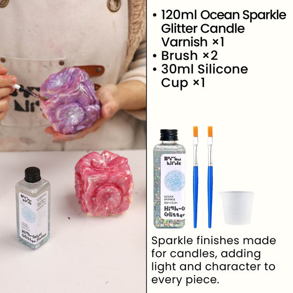 Ocean Sparkle Glitter Candle Varnish Set