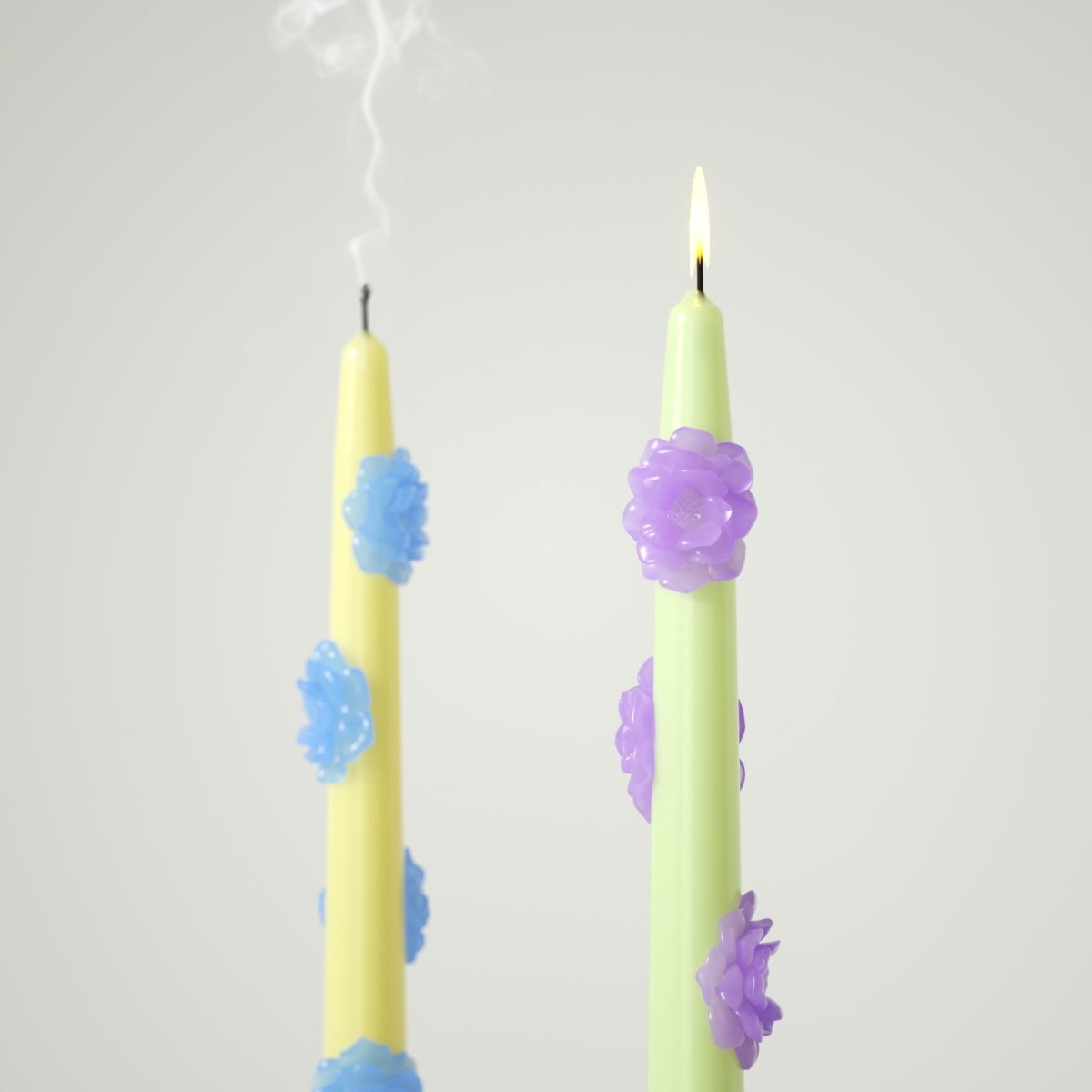 BLOSSOM Taper candle Camellia Mists Fade - Set of 2 - Pale Yellow & Light Green - Long VersionCandleK0039
