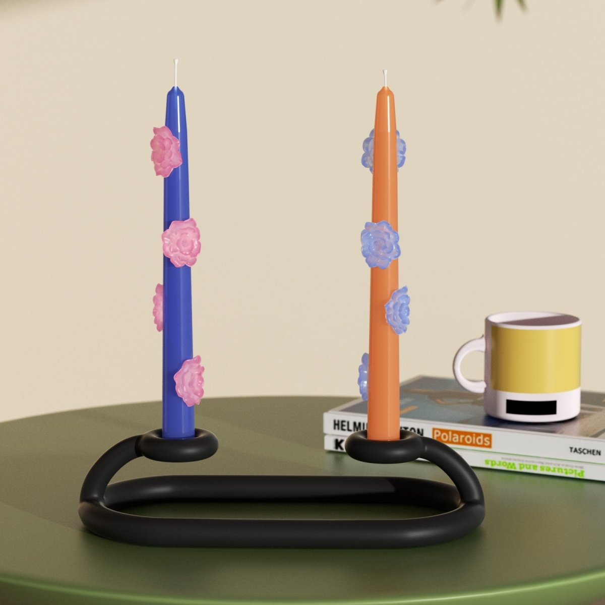 BLOSSOM Taper candle Camellia Mists Fade - Set of 2 Deep Blue & Orange - Long VersionCandleK0040
