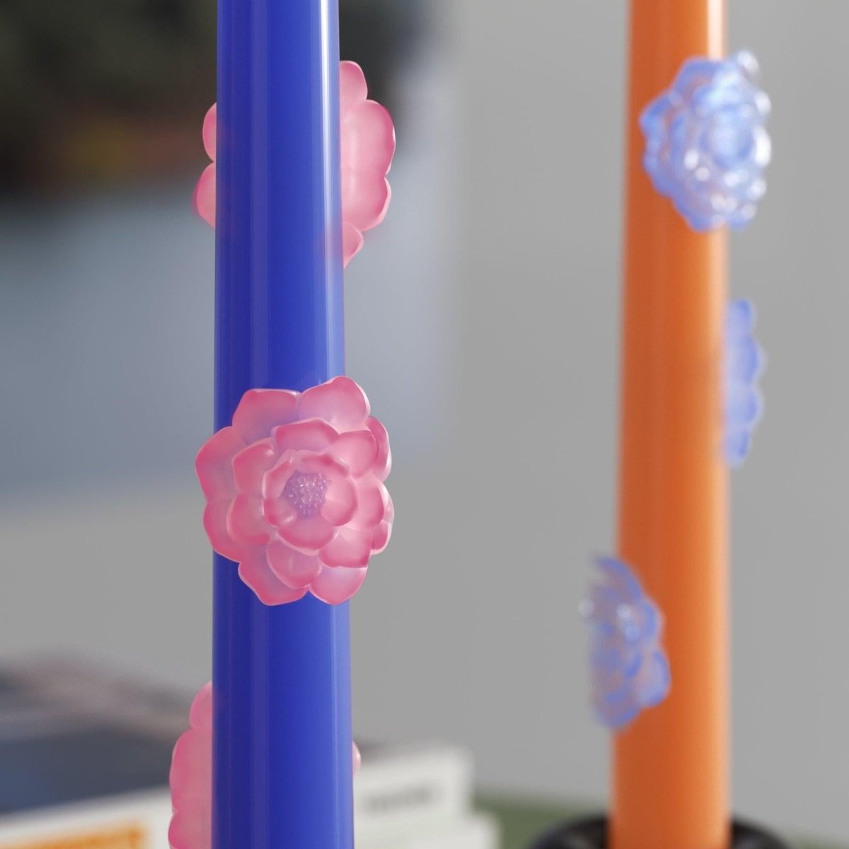 BLOSSOM Taper candle Camellia Mists Fade - Set of 2 Deep Blue & Orange - Long VersionCandleK0040