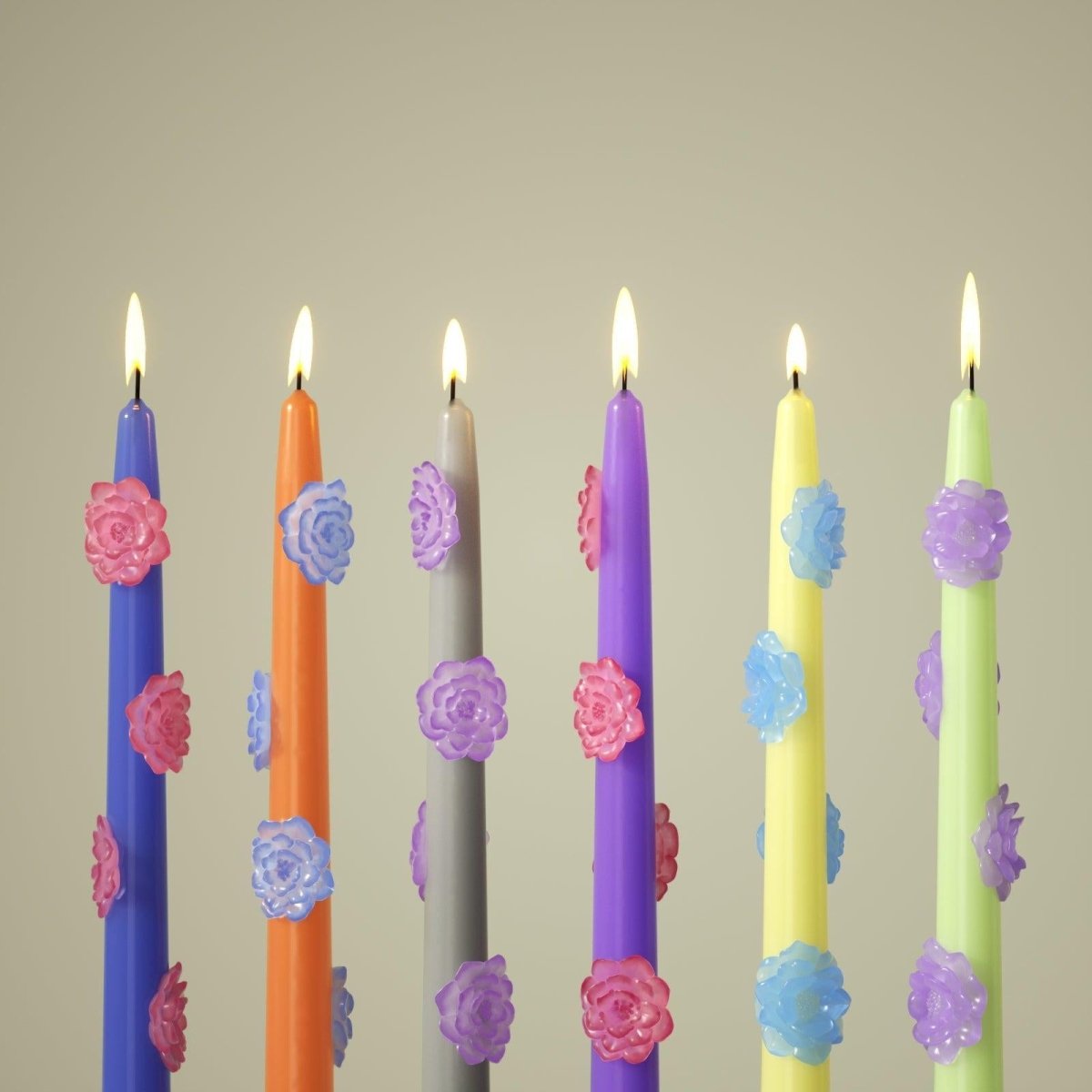 BLOSSOM Taper candle Camellia Mists Fade - Set of 2 Deep Blue & Orange - Long VersionCandleK0040