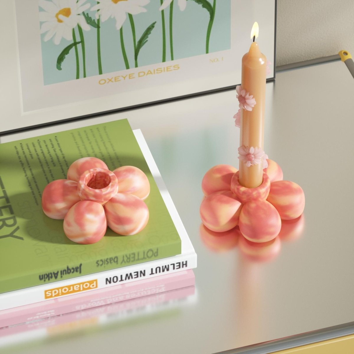 Handmade yellow and pink gradient flower candle holder is a perfect choice for home decor and gifting.