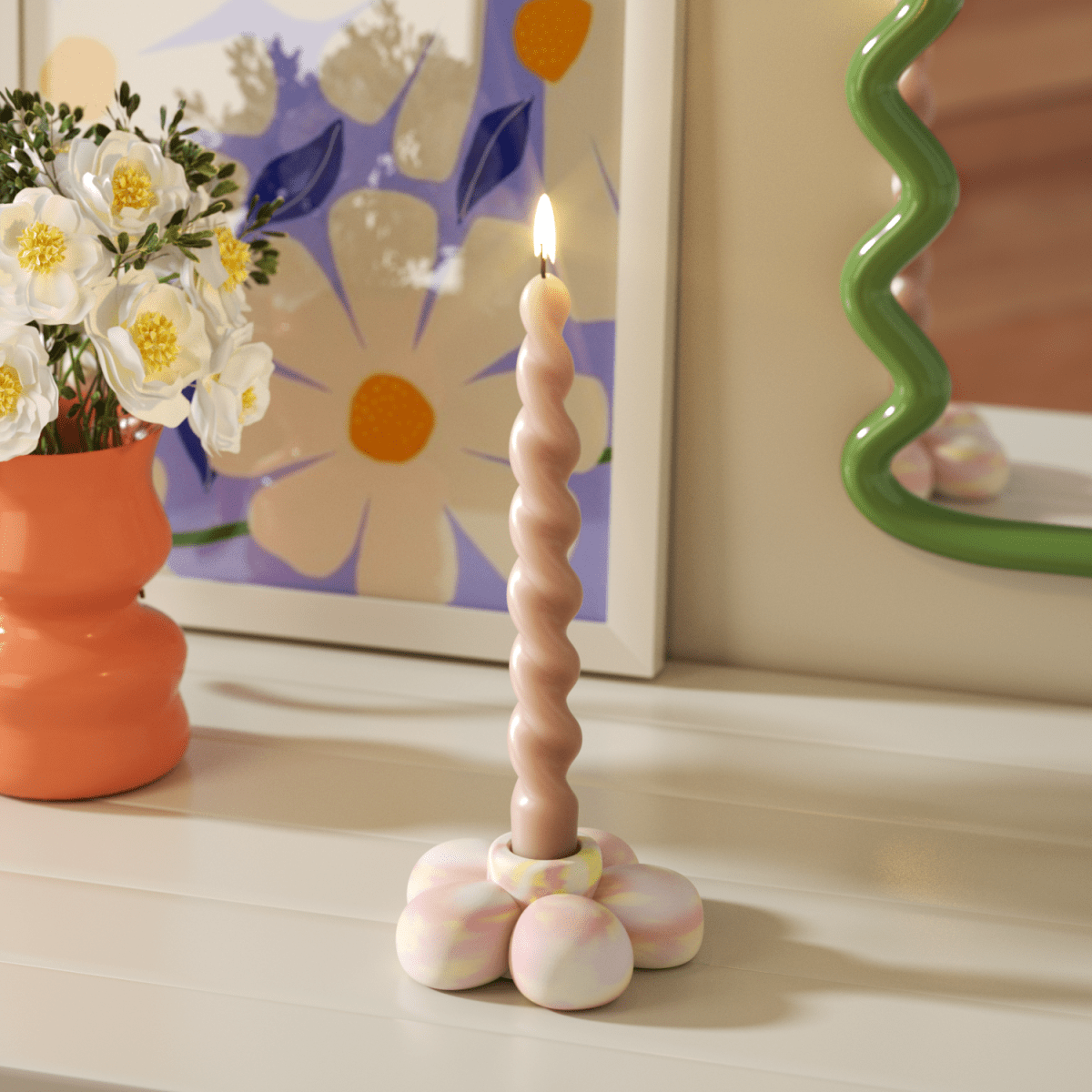 BLOSSOM Dream Candle Holder - Petal Pink & Soft LemonCandle HolderH0887-11