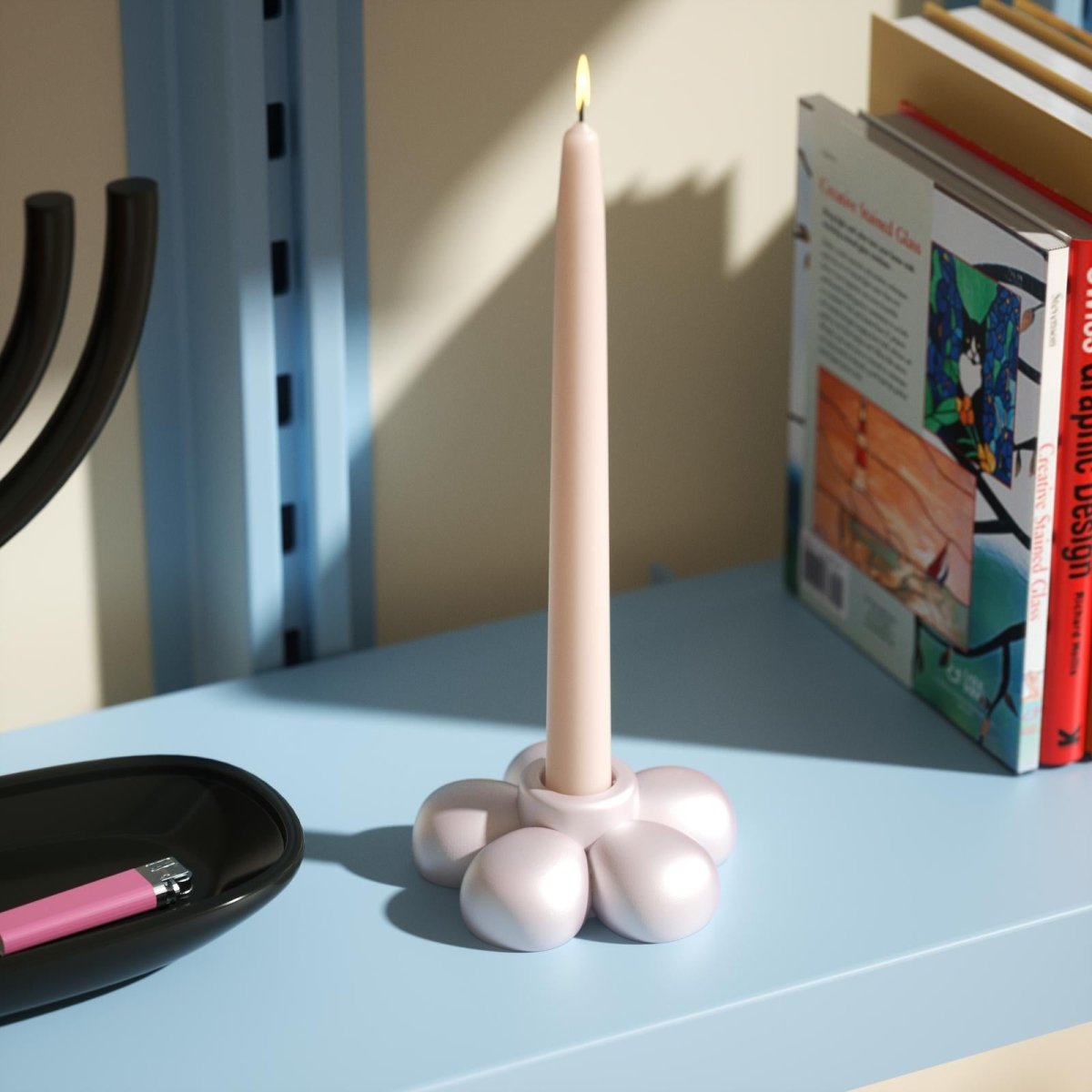 Elegant candle holder with a flower-inspired base, perfect for adding a touch of modern charm to your home decor-Boowan Nicole