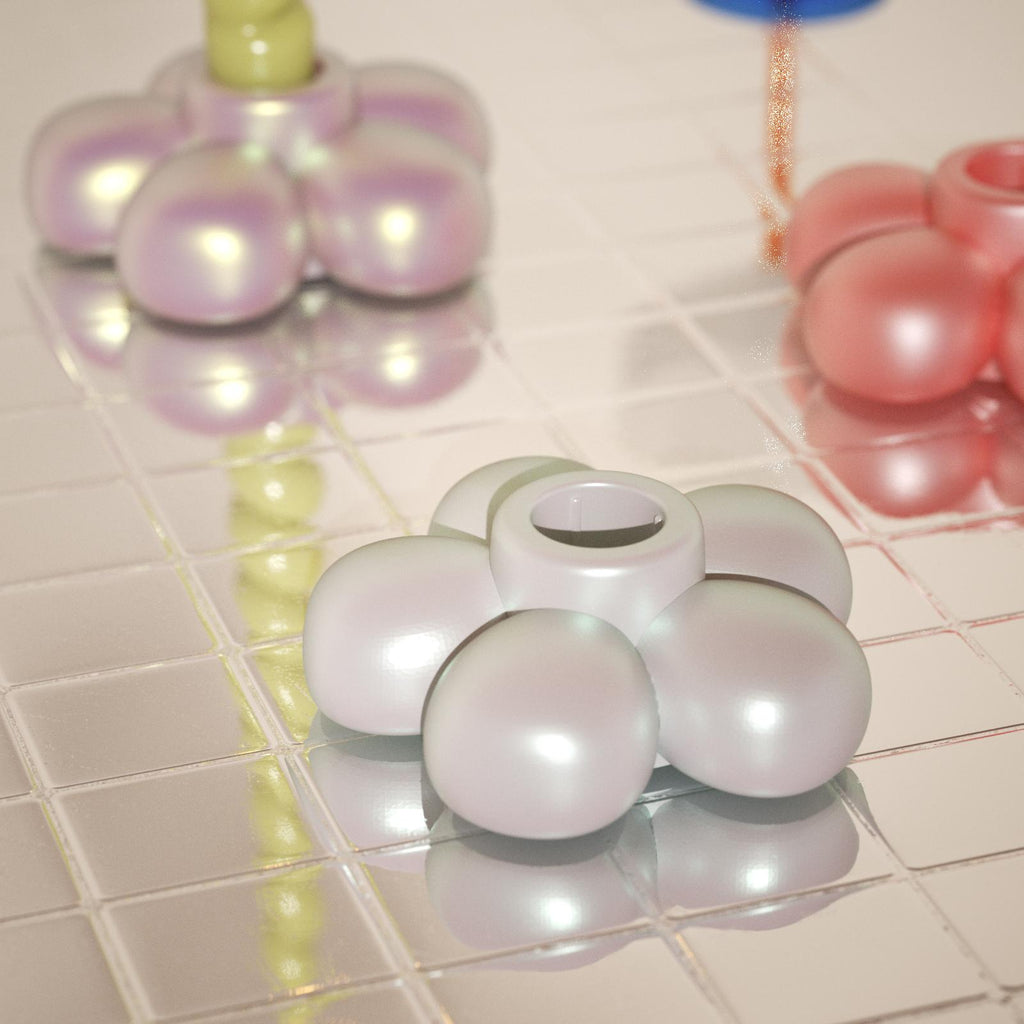 Pastel flower-shaped candle holders with a glossy finish, perfect for adding a soft, modern touch to your home decor-Boowan Nicole