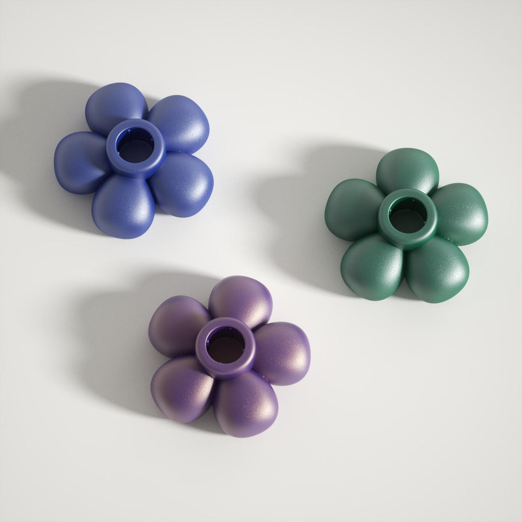 Pearlescent Blue,Pearlescent Purple,Pearlescent Green Blooming Candle Holder-Boowan Nicole