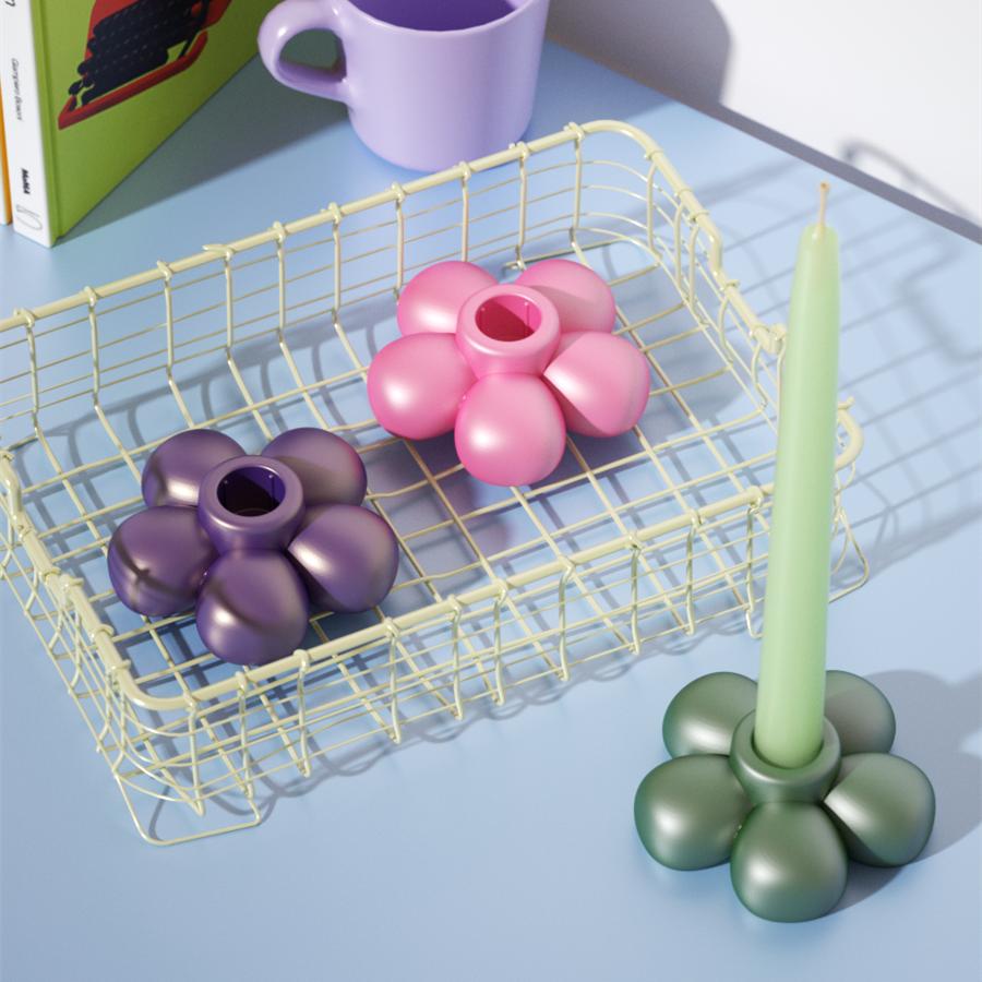 Yellow basket for storing flower candle holders in various blooming colors-Boowan Nicole