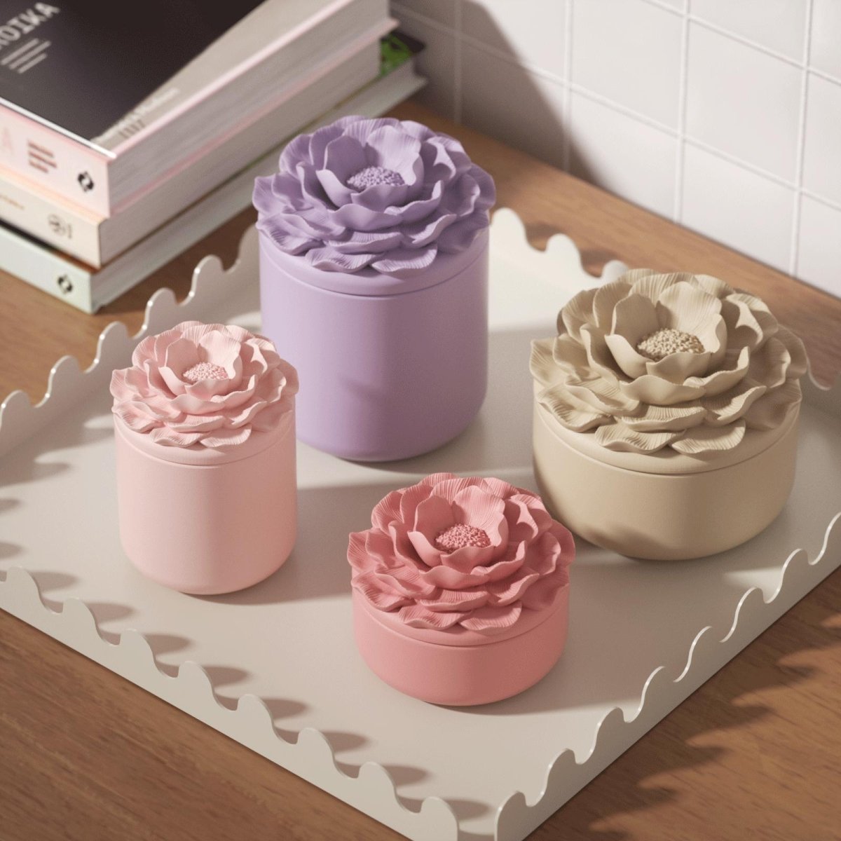 Whispers of Camellia Candle Jar Silicone Mold & Candle Refill Silicone Mold CollectionCandle Jar MoldSH1142-1-2+LZ0799