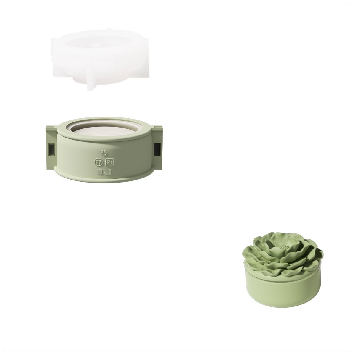 Whispers of Camellia Low Candle Jar Silicone Mold & Candle Refill Silicone MoldCandle Jar MoldSH1142-1-2