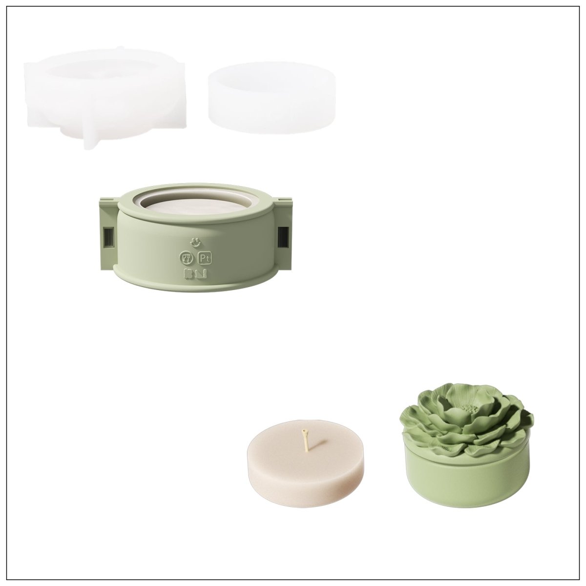 Whispers of Camellia Candle Jar Silicone Mold & Candle Refill Silicone Mold CollectionCandle Jar MoldSH1143-1-2-LZ0800