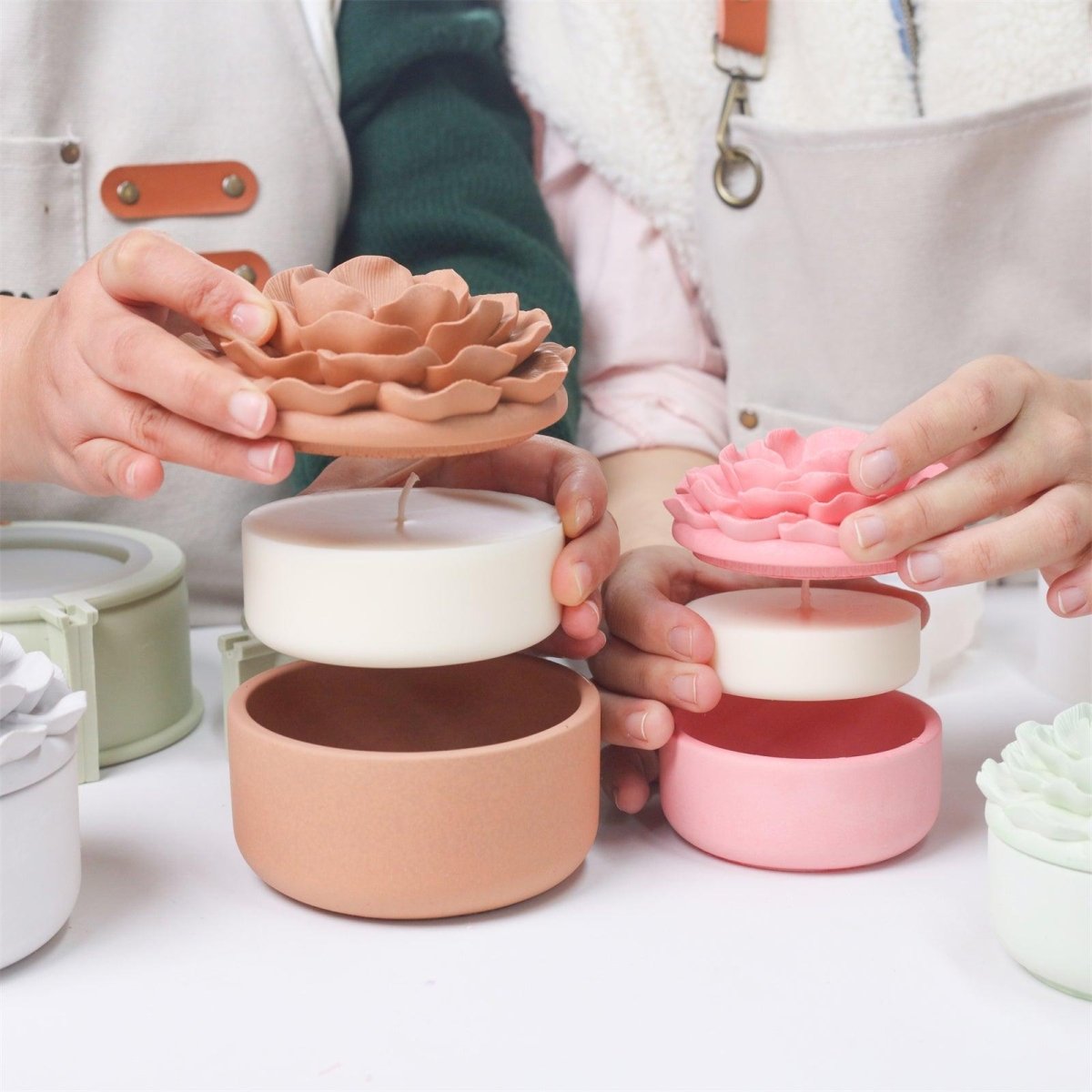 Whispers of Camellia Low Candle Jar Silicone Mold & Candle Refill Silicone MoldCandle Jar MoldSH1142-1-2