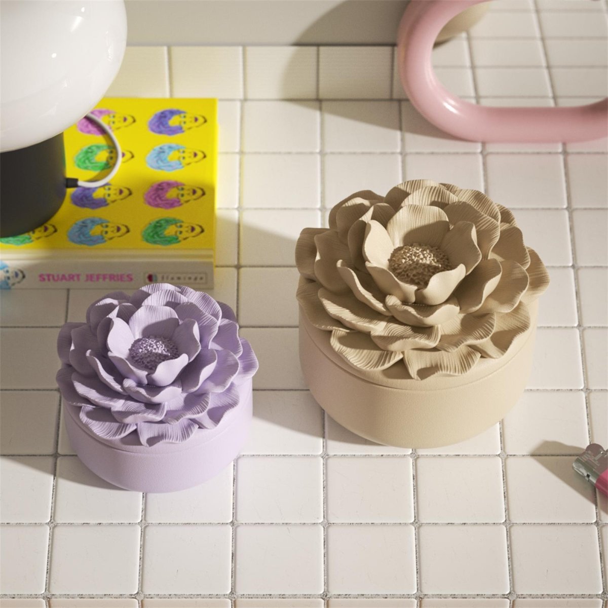 Whispers of Camellia Low Candle Jar Silicone Mold & Candle Refill Silicone MoldCandle Jar MoldSH1142-1-2