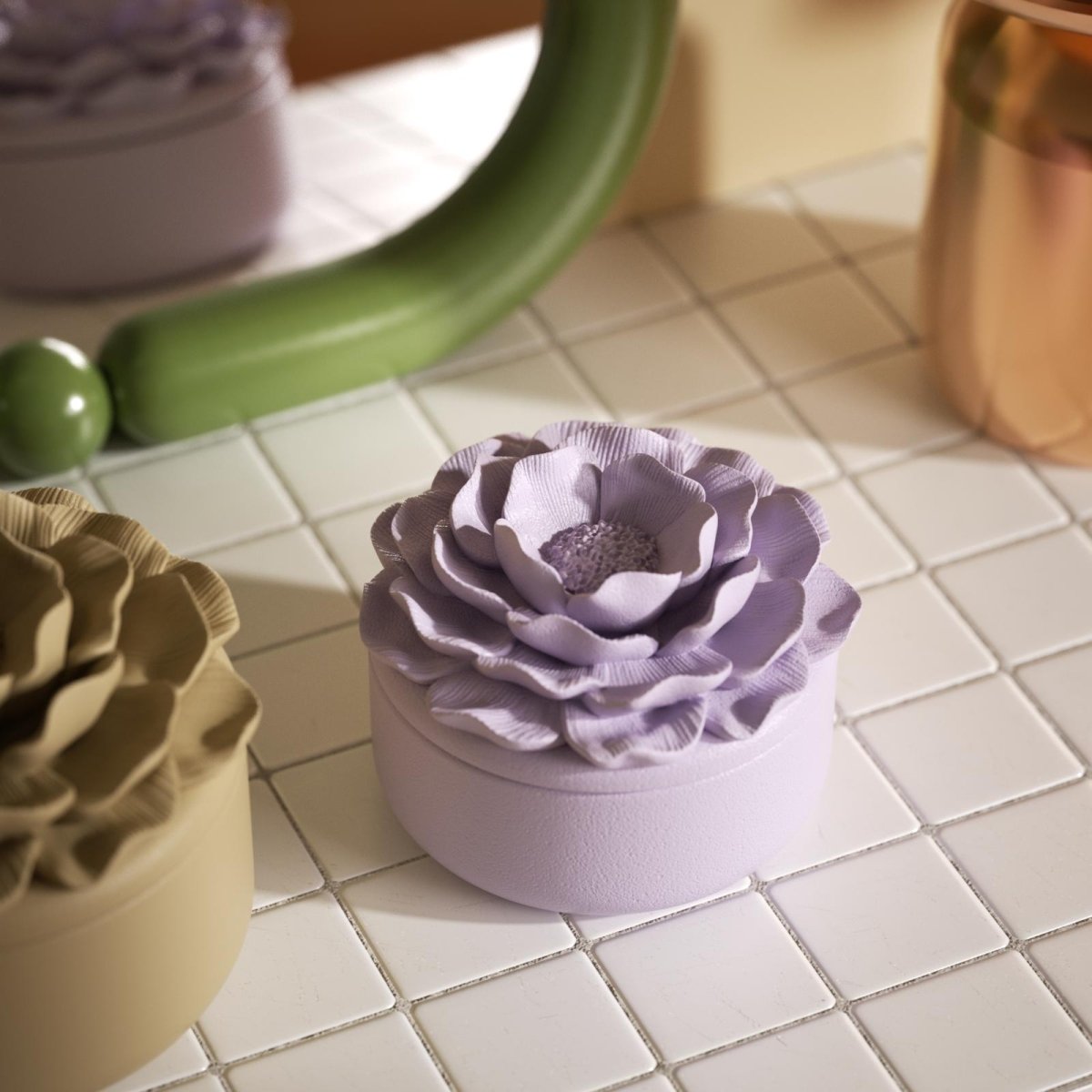 Whispers of Camellia Low Candle Jar Silicone Mold & Candle Refill Silicone MoldCandle Jar MoldSH1142-1-2