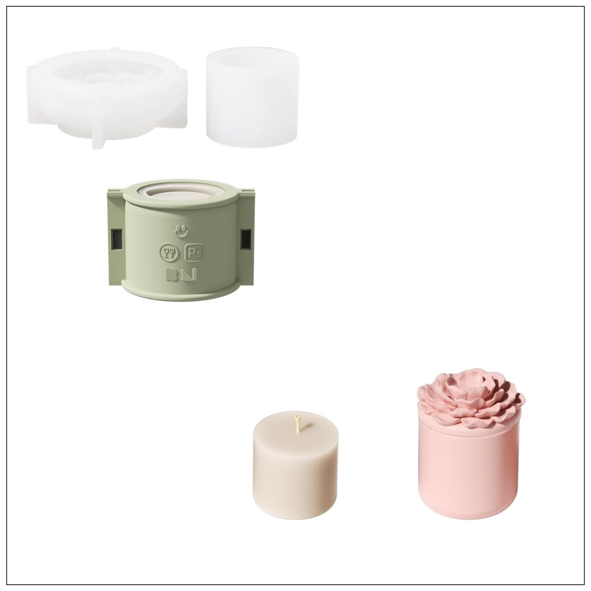 Whispers of Camellia Candle Jar Silicone Mold & Candle Refill Silicone Mold CollectionCandle Jar MoldSH1144-1-2+LZ0801