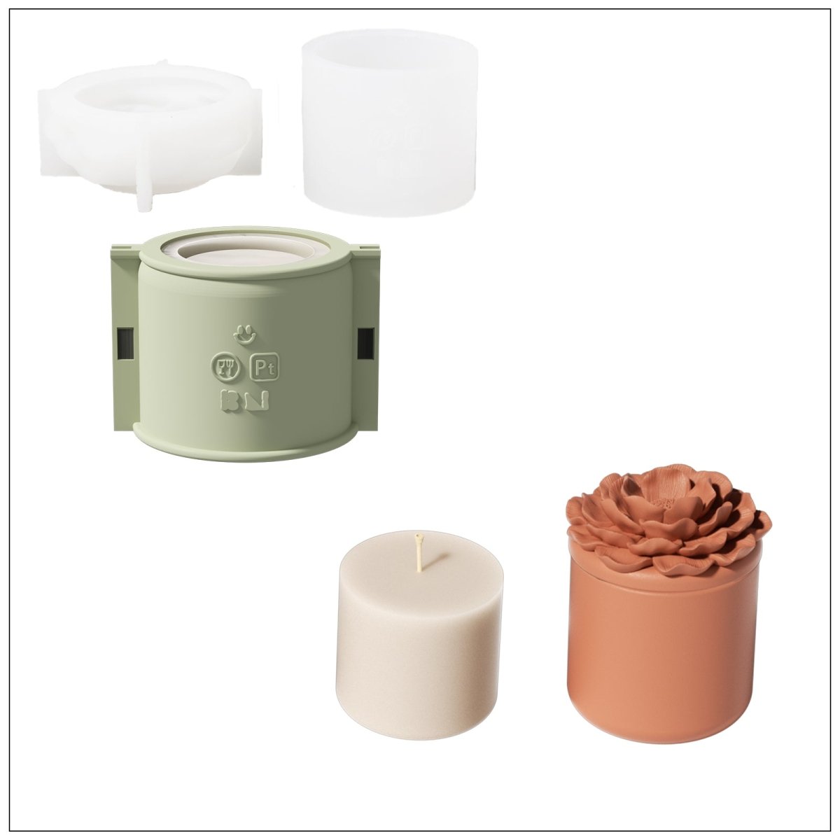 Whispers of Camellia Candle Jar Silicone Mold & Candle Refill Silicone Mold CollectionCandle Jar MoldSH1145-1-2+LZ0802