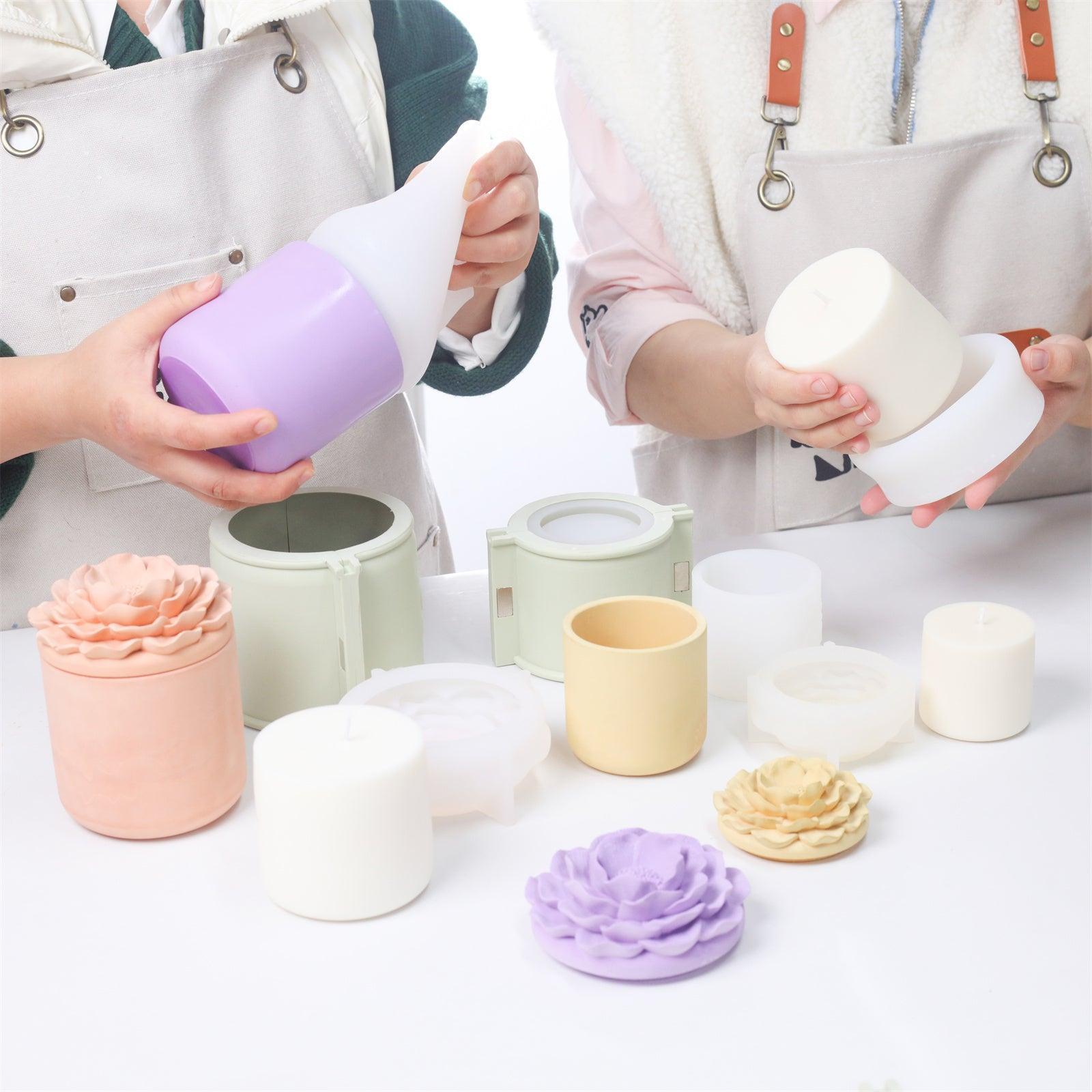 Whispers of Camellia Tall Candle Jar Silicone Mold & Candle Refill Silicone Mold