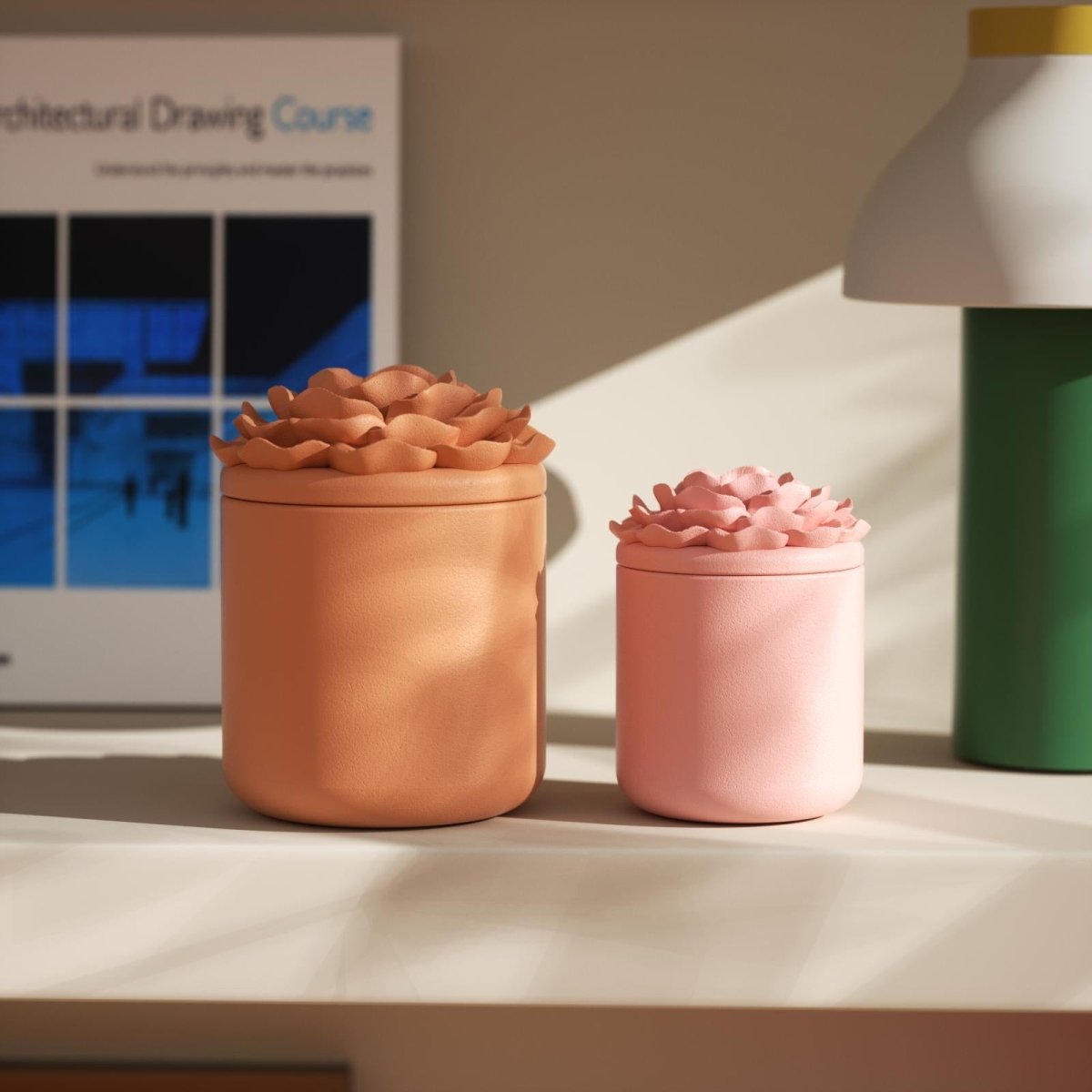 Whispers of Camellia Tall Candle Jar Silicone Mold & Candle Refill Silicone MoldCandle Jar MoldSH1144-1-2