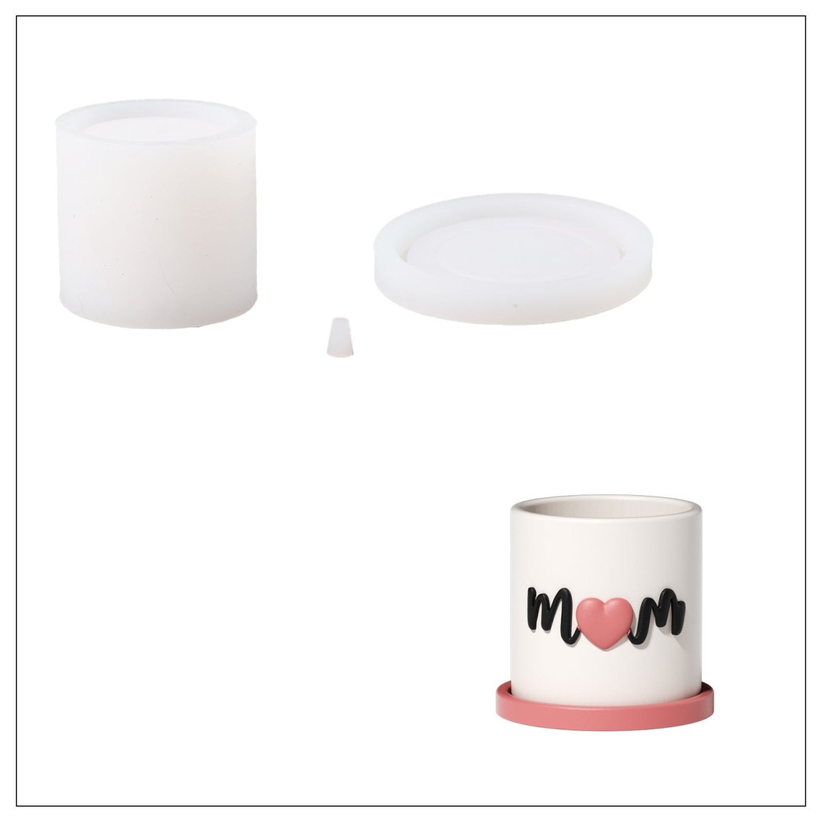 Let Love Grow - Blooming Love for Mom Plant Pot & Tray Silicone Mold CollectionPlant Pot MoldSH0846-1+SH0819+A0269