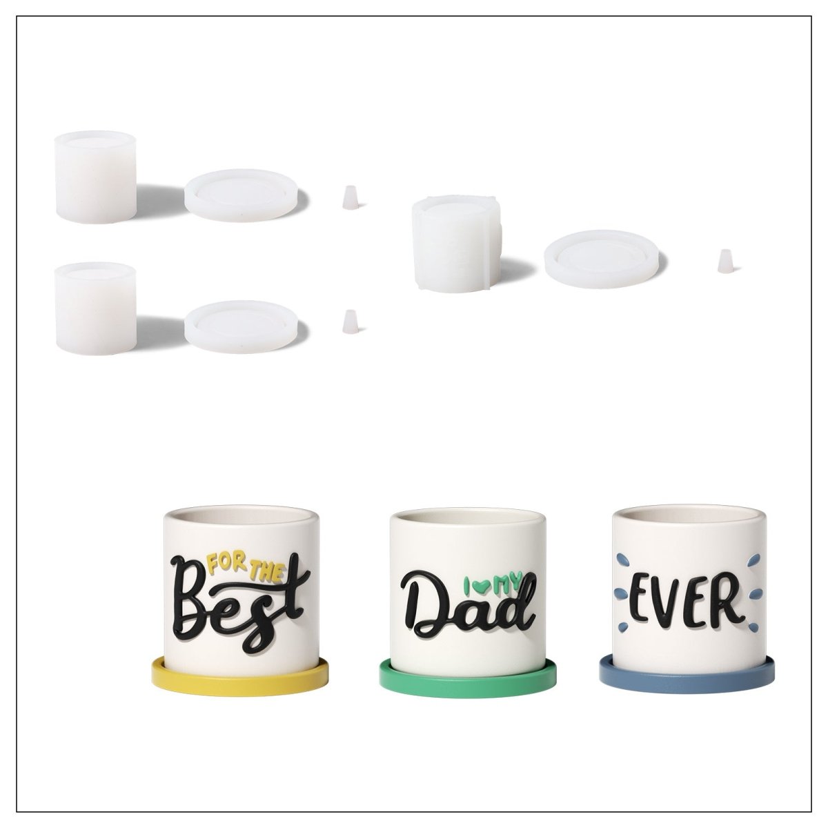 Let Love Grow - Blooming Love for Dad Plant Pot & Tray Silicone Mold CollectionPlant Pot MoldSH0846-2+0846-4+SH1185+A0269*3+SH0819*3
