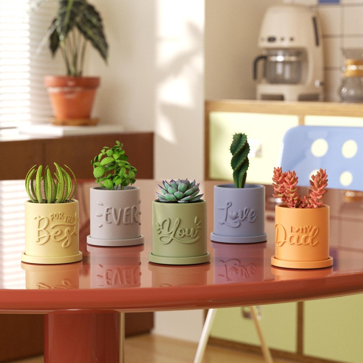 Explore our Dad series flowerpots with unique embossed letter designs, perfect for enhancing your garden or home decor-Boowan Nicole