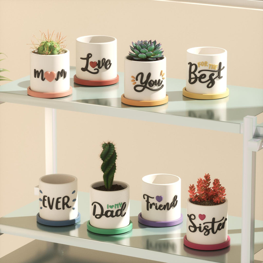 Explore our Let Love Grow series flowerpots with unique embossed letter designs, perfect for enhancing your garden or home decor-Boowan Nicole