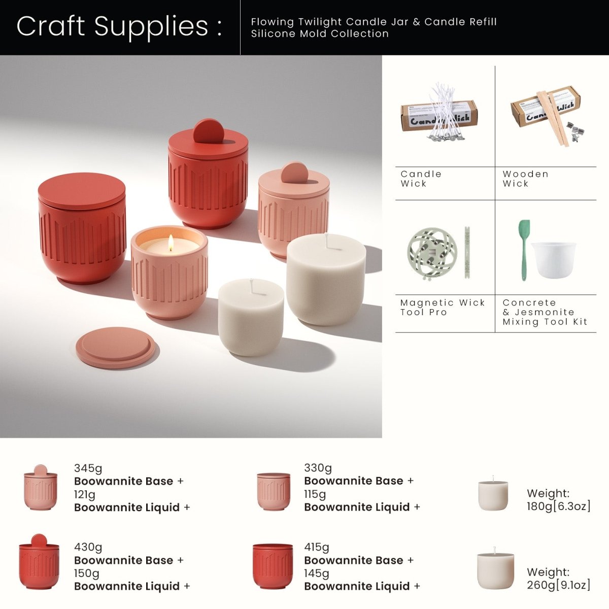 Craft Supplies : Candle Wick & Wooden Wick & Magnetic Wick Tool Pro & Mixing Tool Kit 